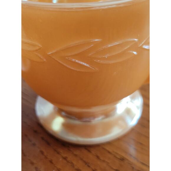 Vintage Cream & Sugar Set Fire King Peach Luster Laurel Ovenware Anchor Hocking - Picture 5 of 9